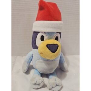 Bluey Blue Dog Plush 10" Santa Hat Christmas Holiday Kids Toy Stuffed Animal. D